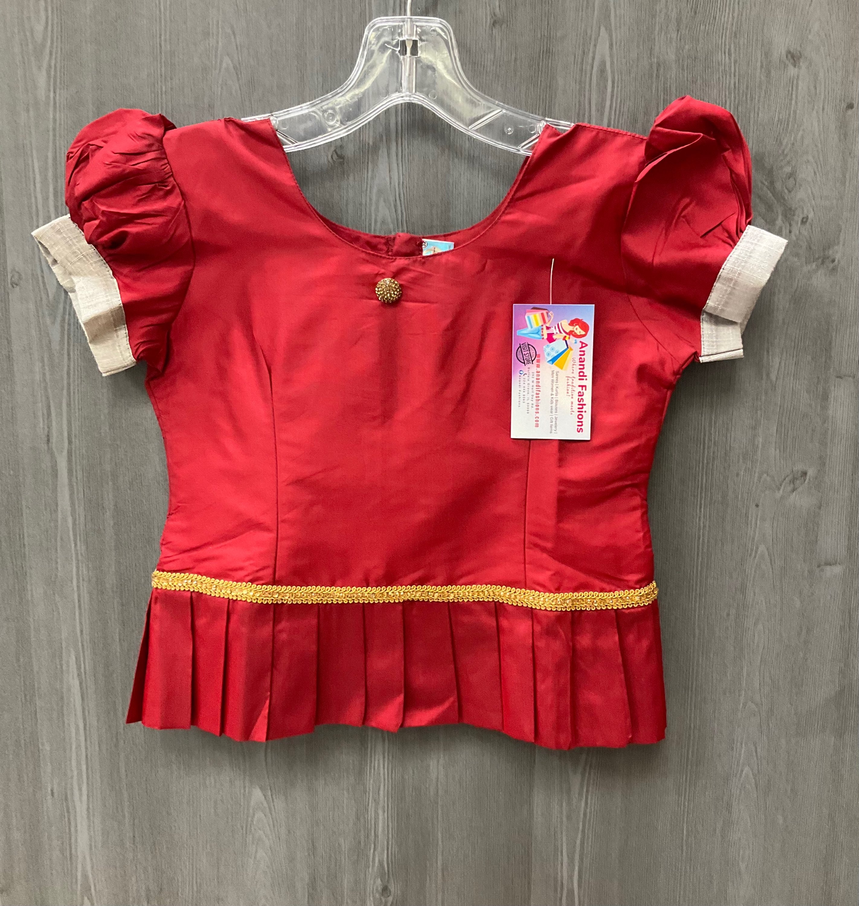 Indian Dress for Girl - Girls Red Lehenga Pavada with Choli Set image 1