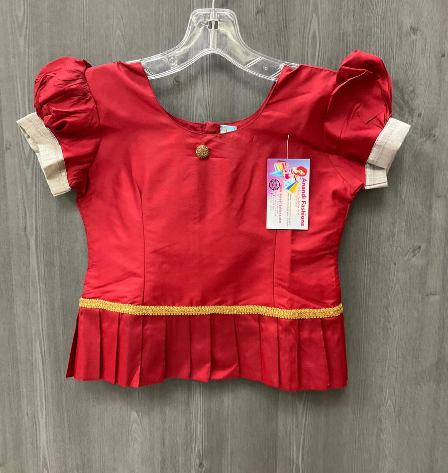 Indian Dress for Girl - Girls Red Lehenga Pavada with Choli Set