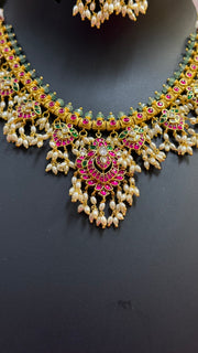Jadau Kundan Guttapusalu Necklace Set