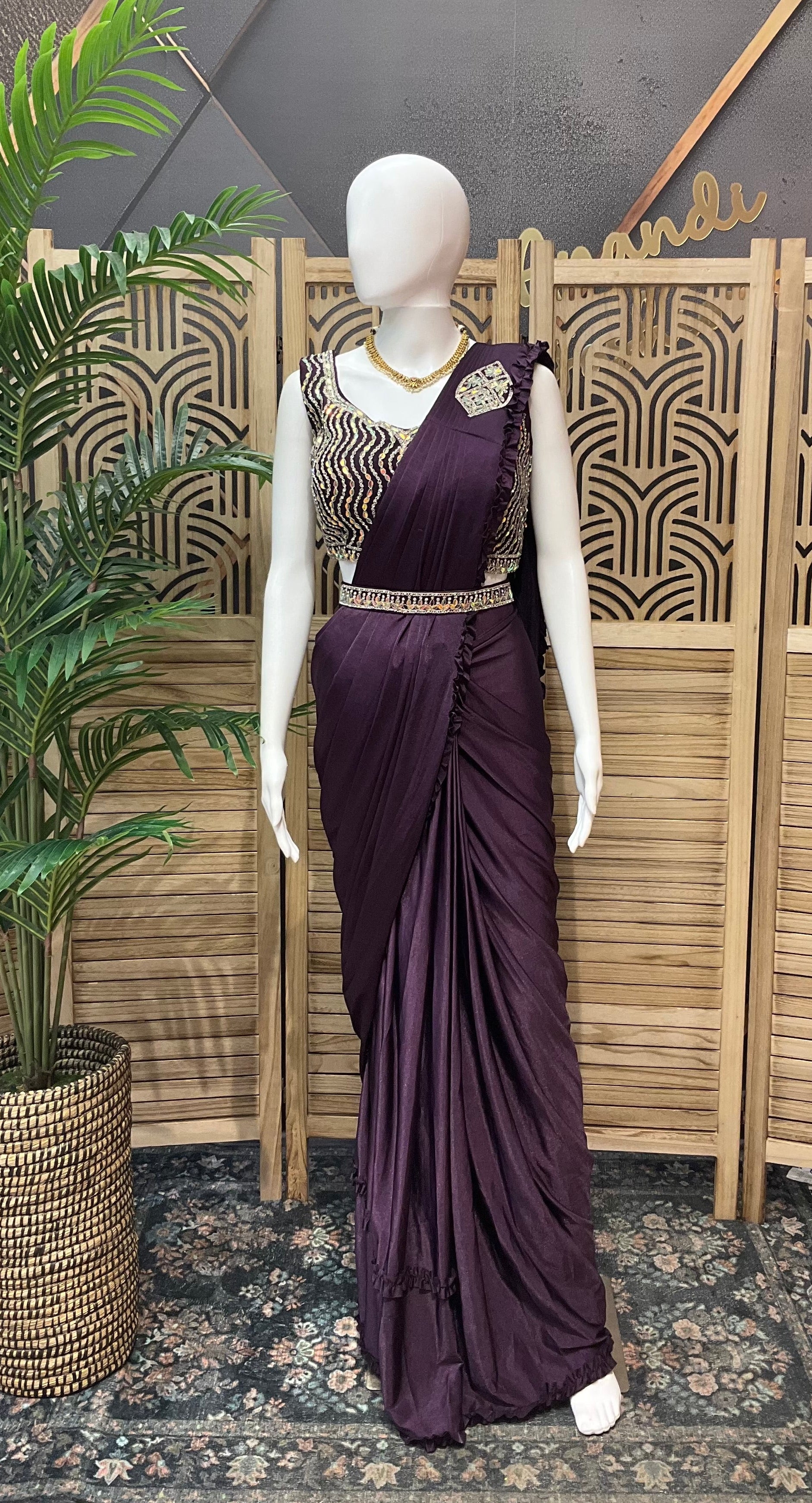 Dark Purple Ready to Wear saree