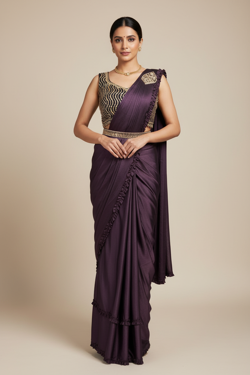 Dark Purple Ready to Wear saree