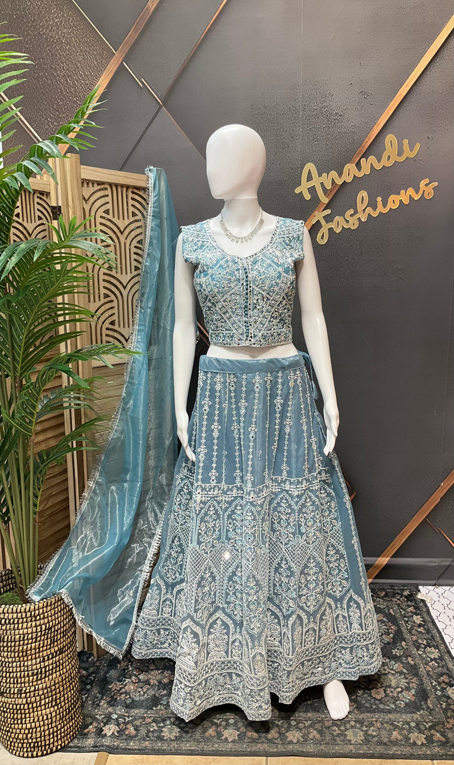 Blue Heavy Work Lehenga set