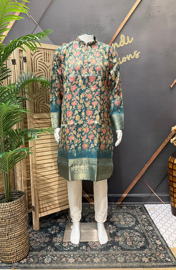 Silk - Floral Mens wear kurta set