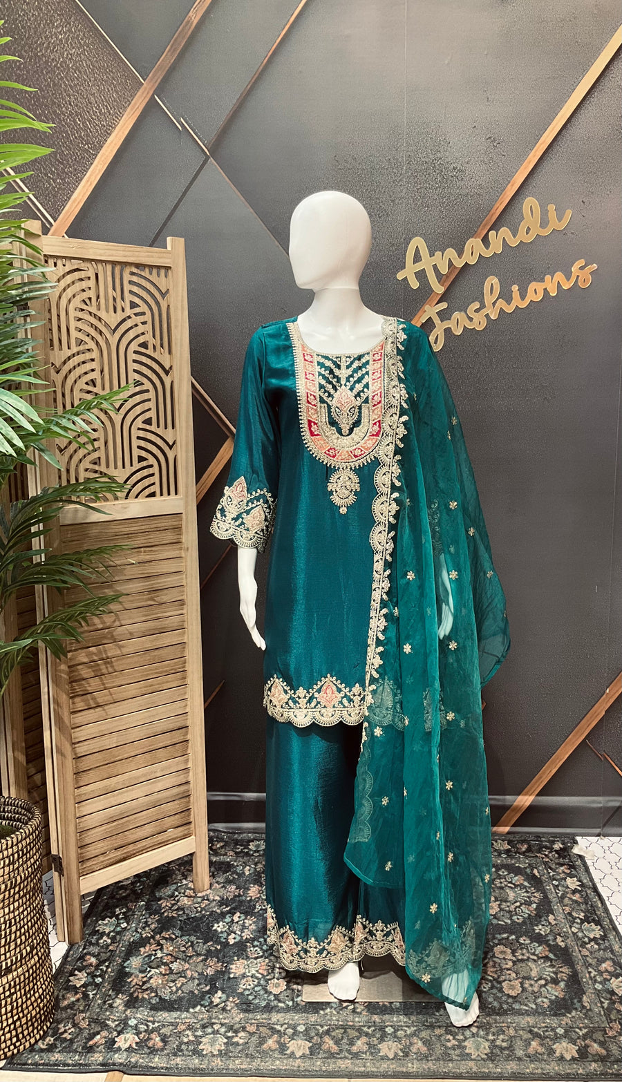 Rama Blue Party Wear Palazzo set