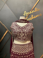 Heavy Work Georgette Wine Lehanga set