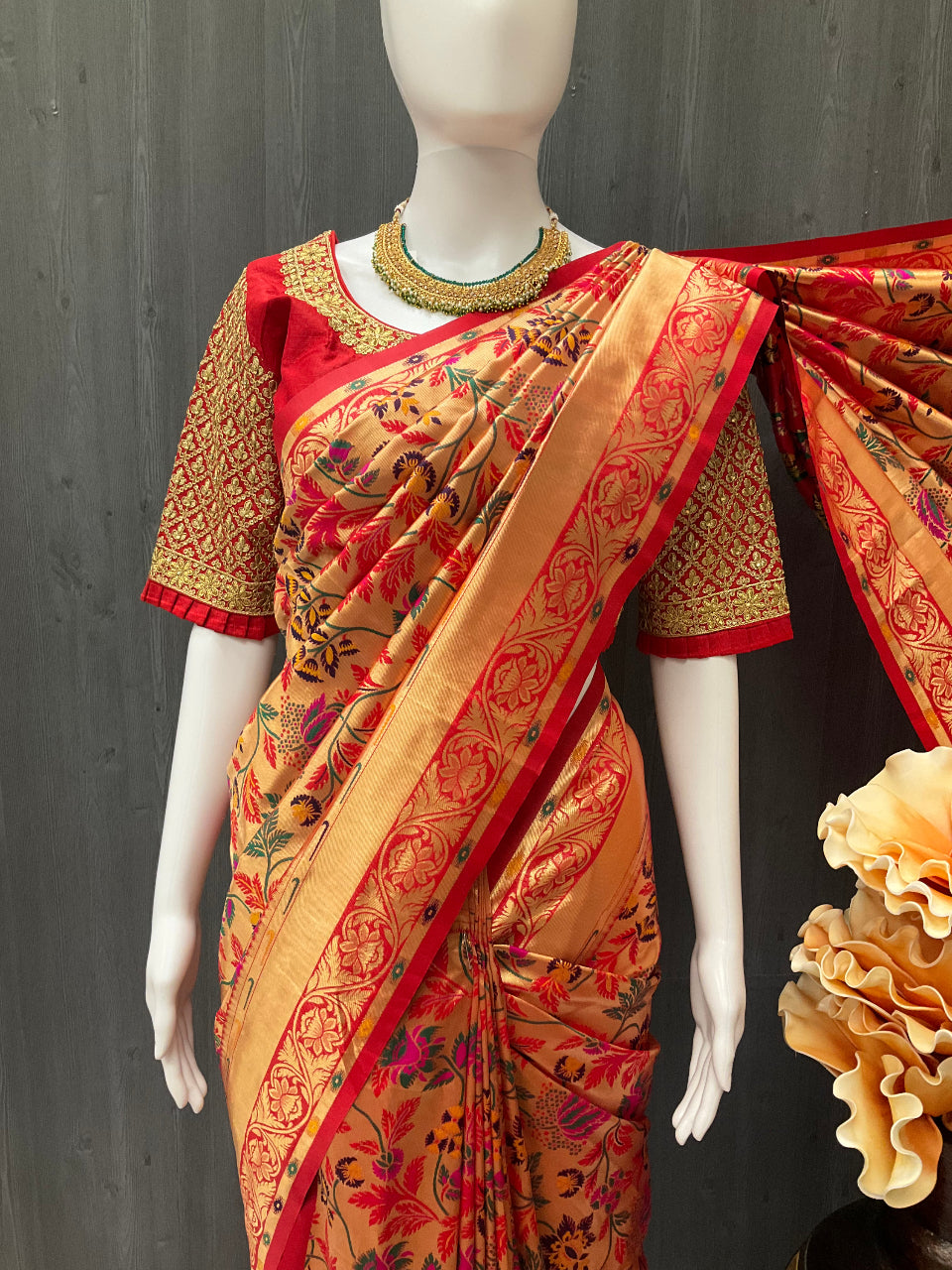 Paithani Silk Saree - Elegant and Beautiful Silk Saree in Red image 0