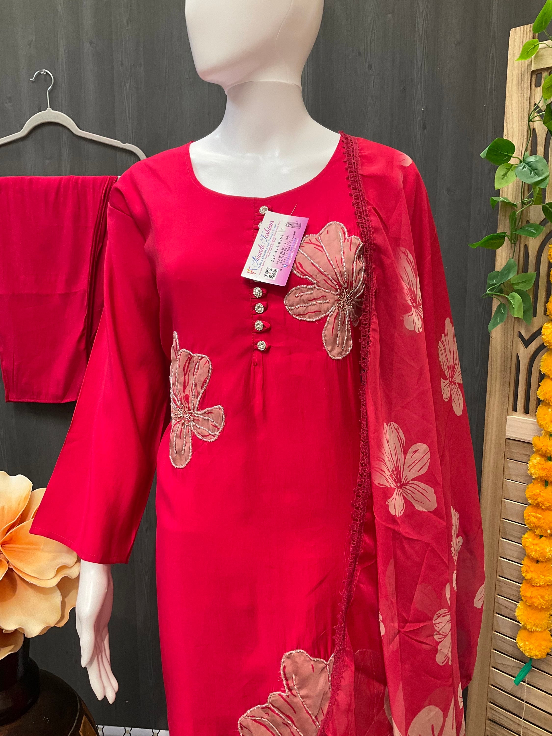 Roman Silk Kurti/Chudidhar set image 3