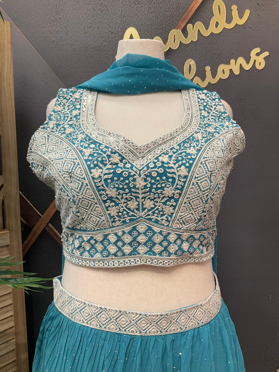 Plus Size Georgette Lehenga Set Size 50 - Party Wear