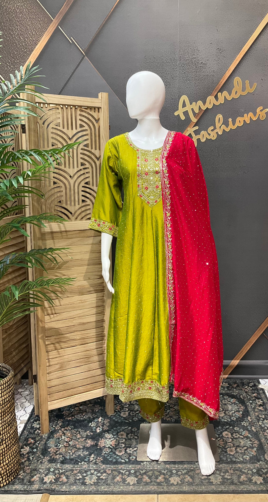 Green Anarkali Party Wear Kurti set