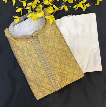 Gold Shade Men’s Wear Kurta Pajama Set