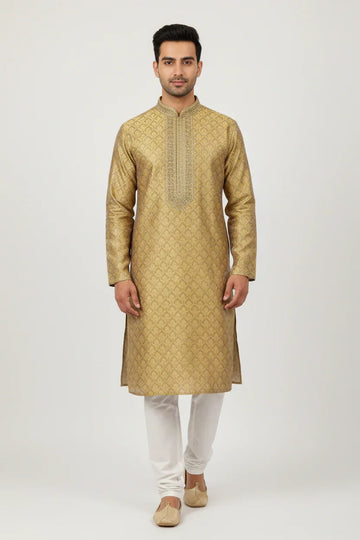 Gold Shade Mens Wear Kurta Pajama Set