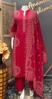 Maroon Pure Cotton Kurti set