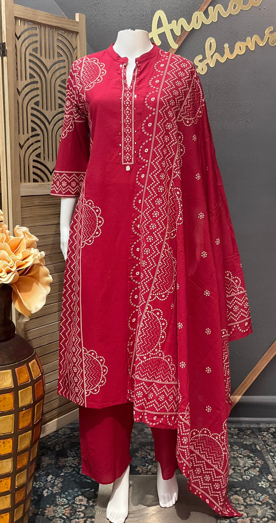 Maroon Pure Cotton Kurti set
