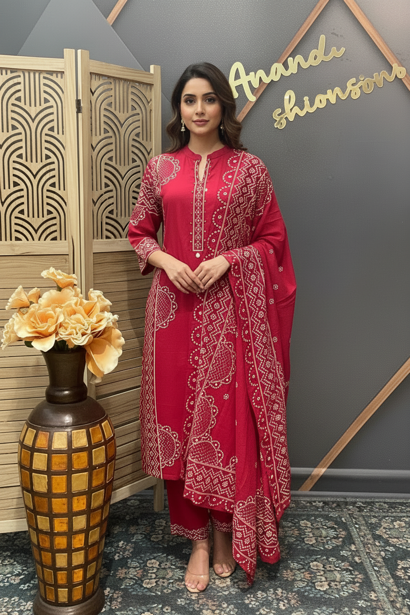 Maroon Pure Cotton Kurti set