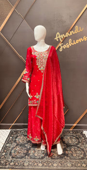 Red Party Wear Palazzo set