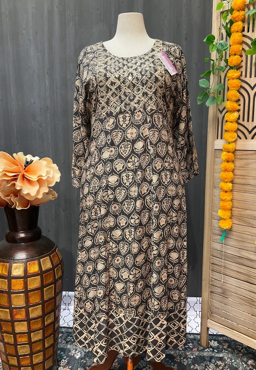 Plus Size Pure Cotton Anarkali Kurti with Print