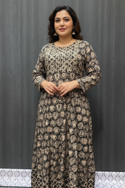 Plus Size Pure Cotton Anarkali Kurti with Print
