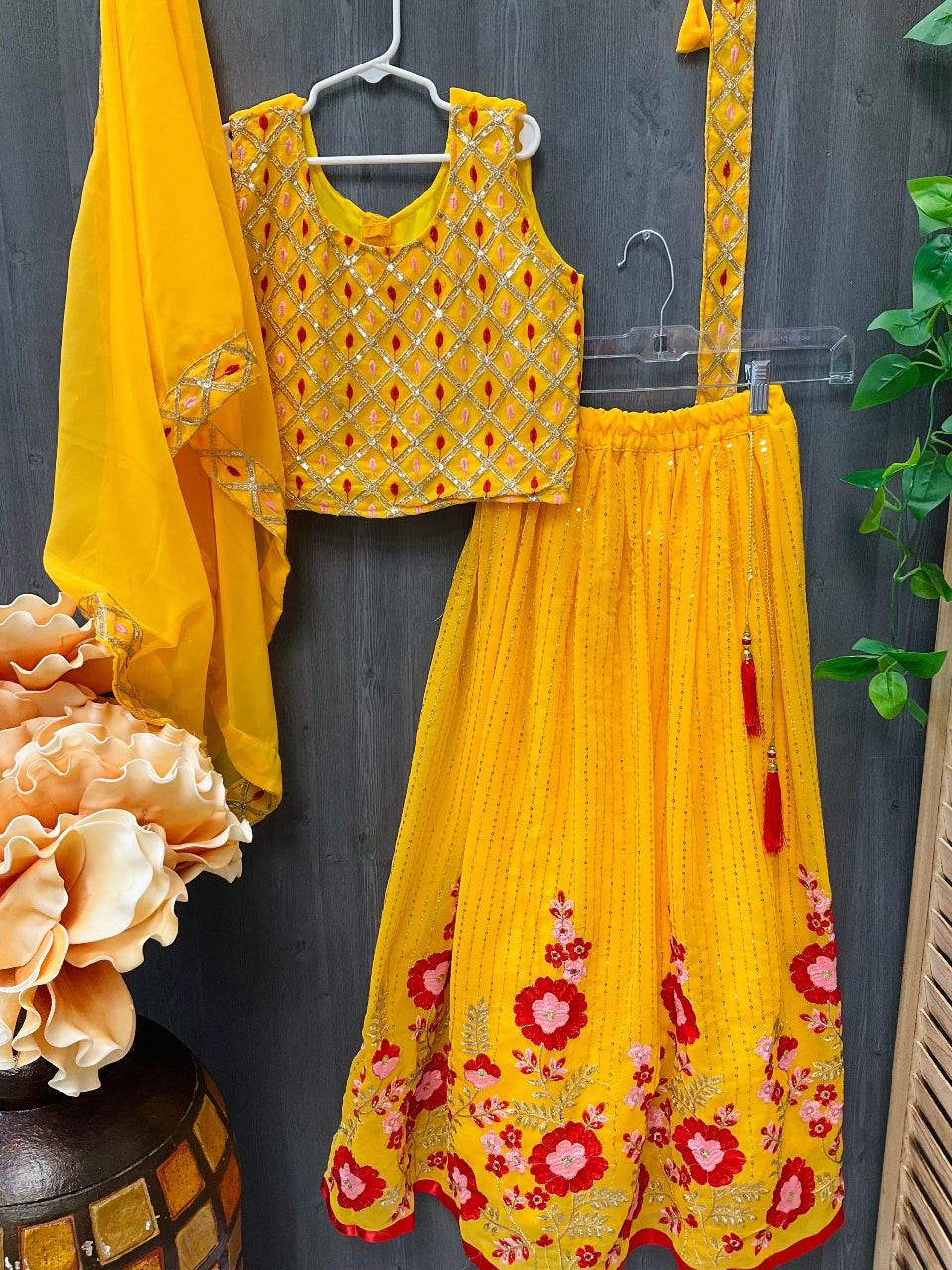 Kids lehenga choli set with waist belt image 0