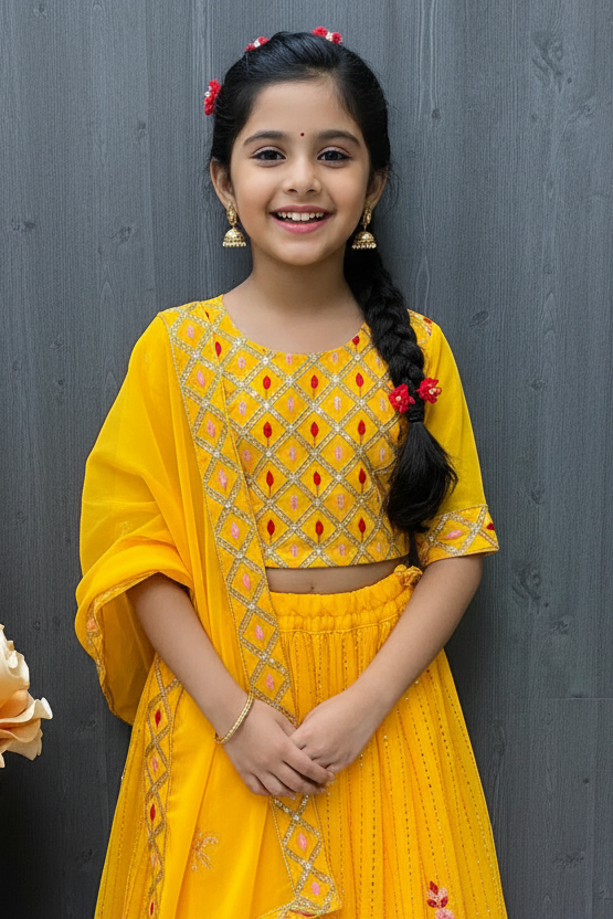 Kids lehenga choli set with waist belt