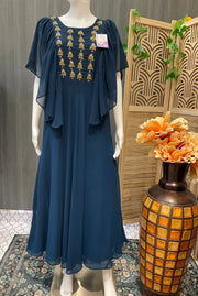 Size 38/US XS-Teal Blue Color -Long Kurti/frock