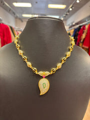 Micro Gold Polish -Mango Design CZ Necklace set