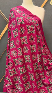 Purple Ajrakh Print Pure Cotton Dupatta with Mirrors