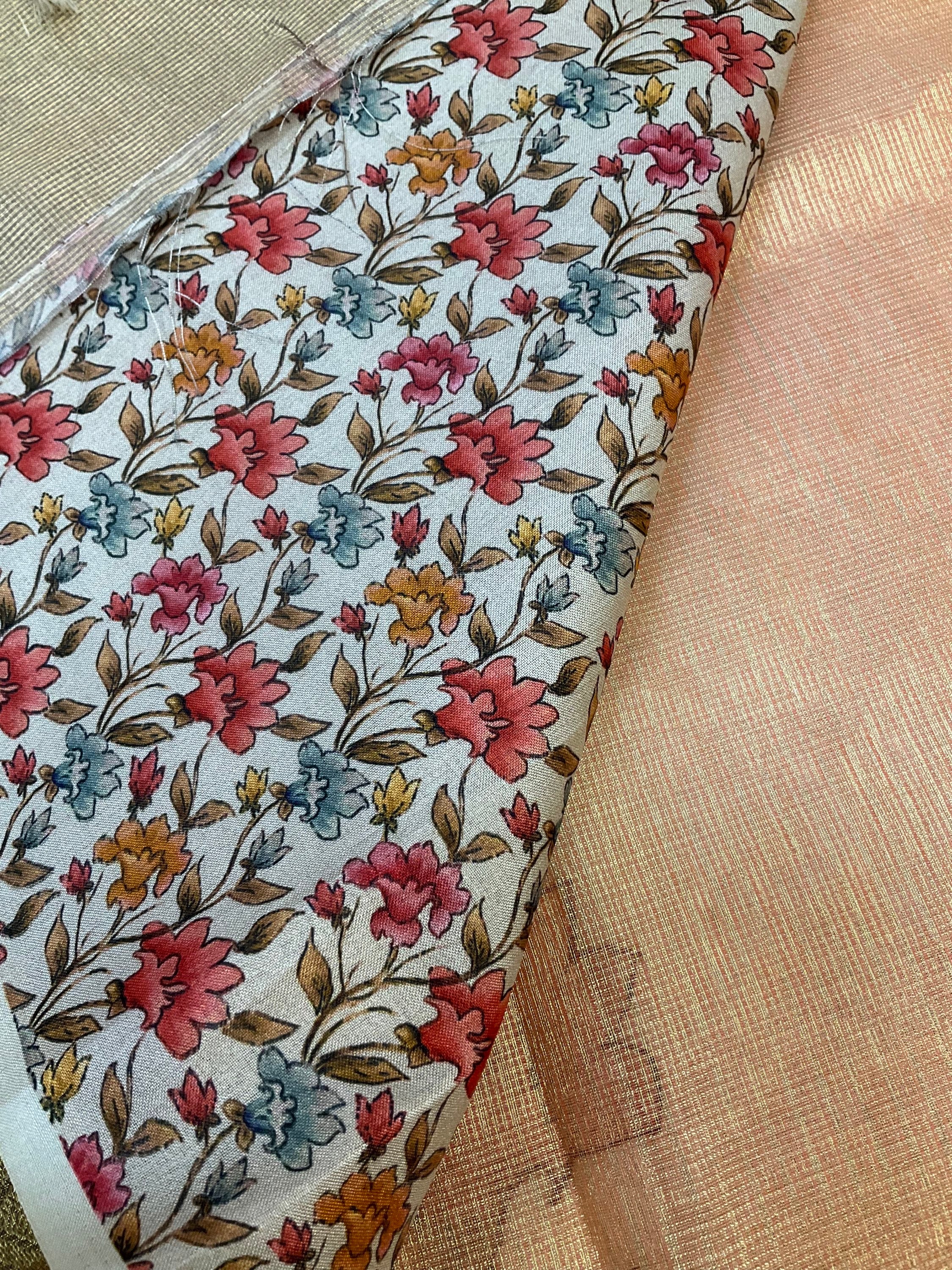 Tissue saree with applique work image 9