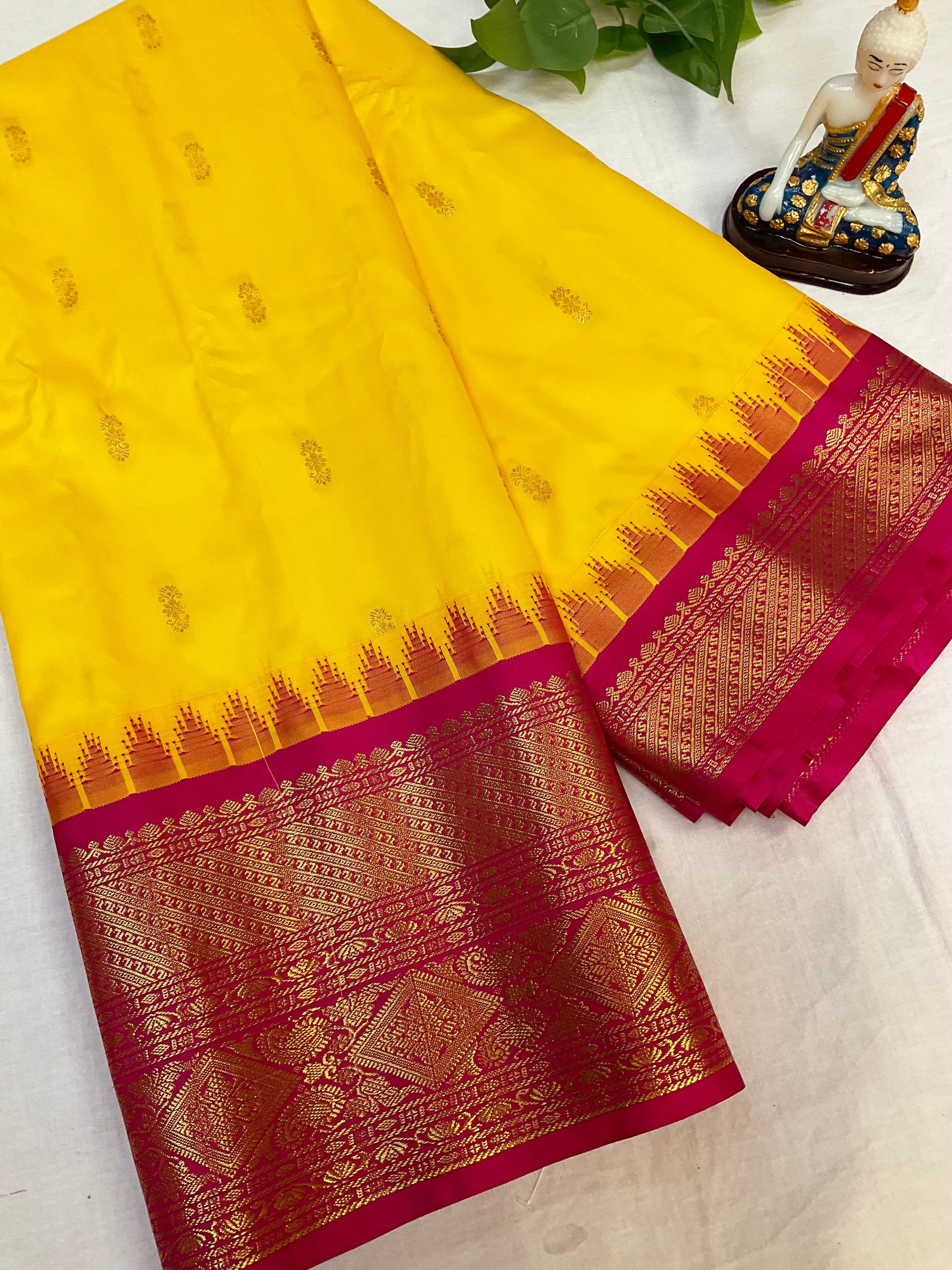 Yellow Semi Gadwal Saree