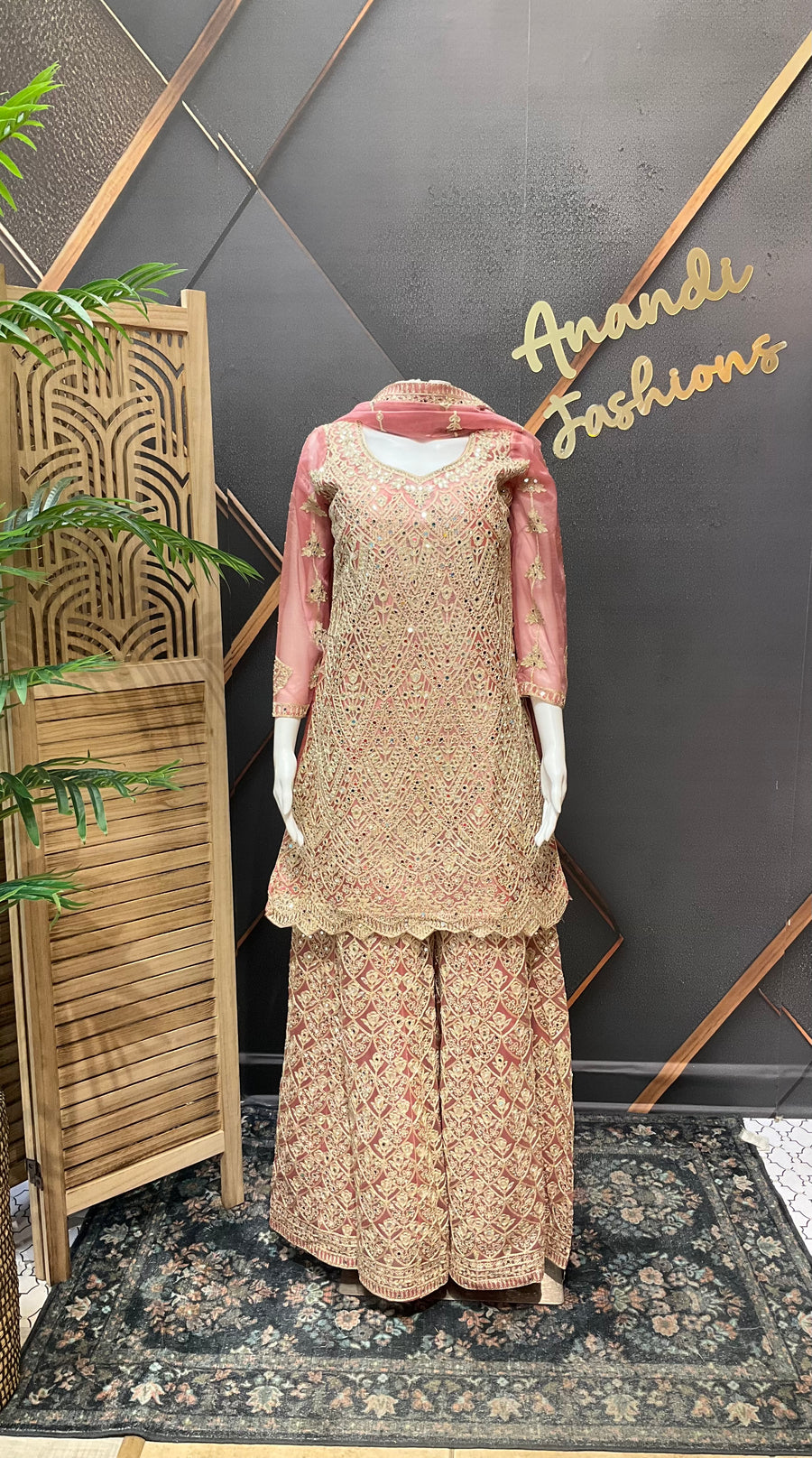 Pastel pink Full Work Palazzo sets