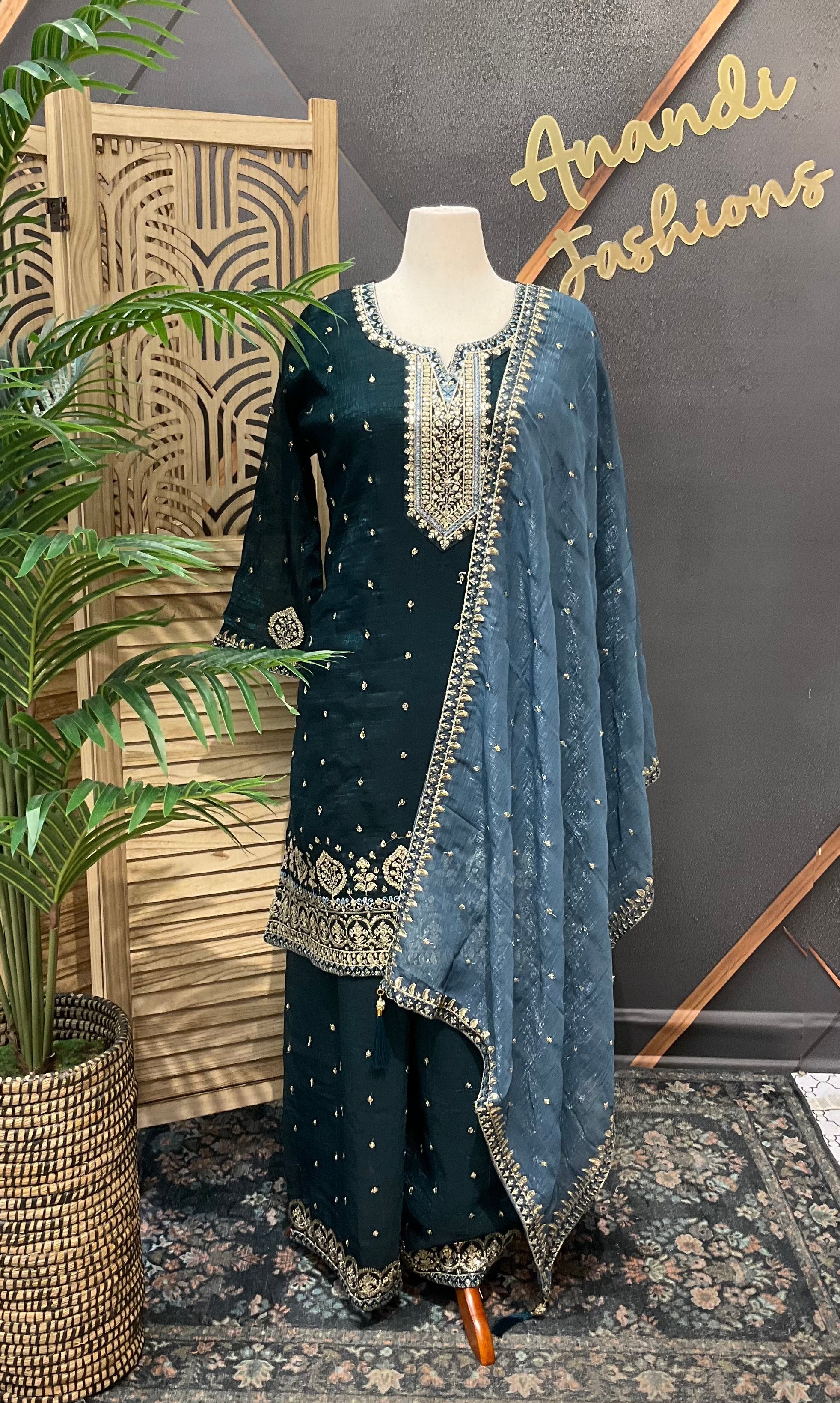 Women’s Plus Size Teal Blue Palazzo Sets
