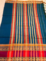 Blue Narayanpet handloom saree
