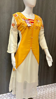 Half white Kurti with Embroidery work Size 36