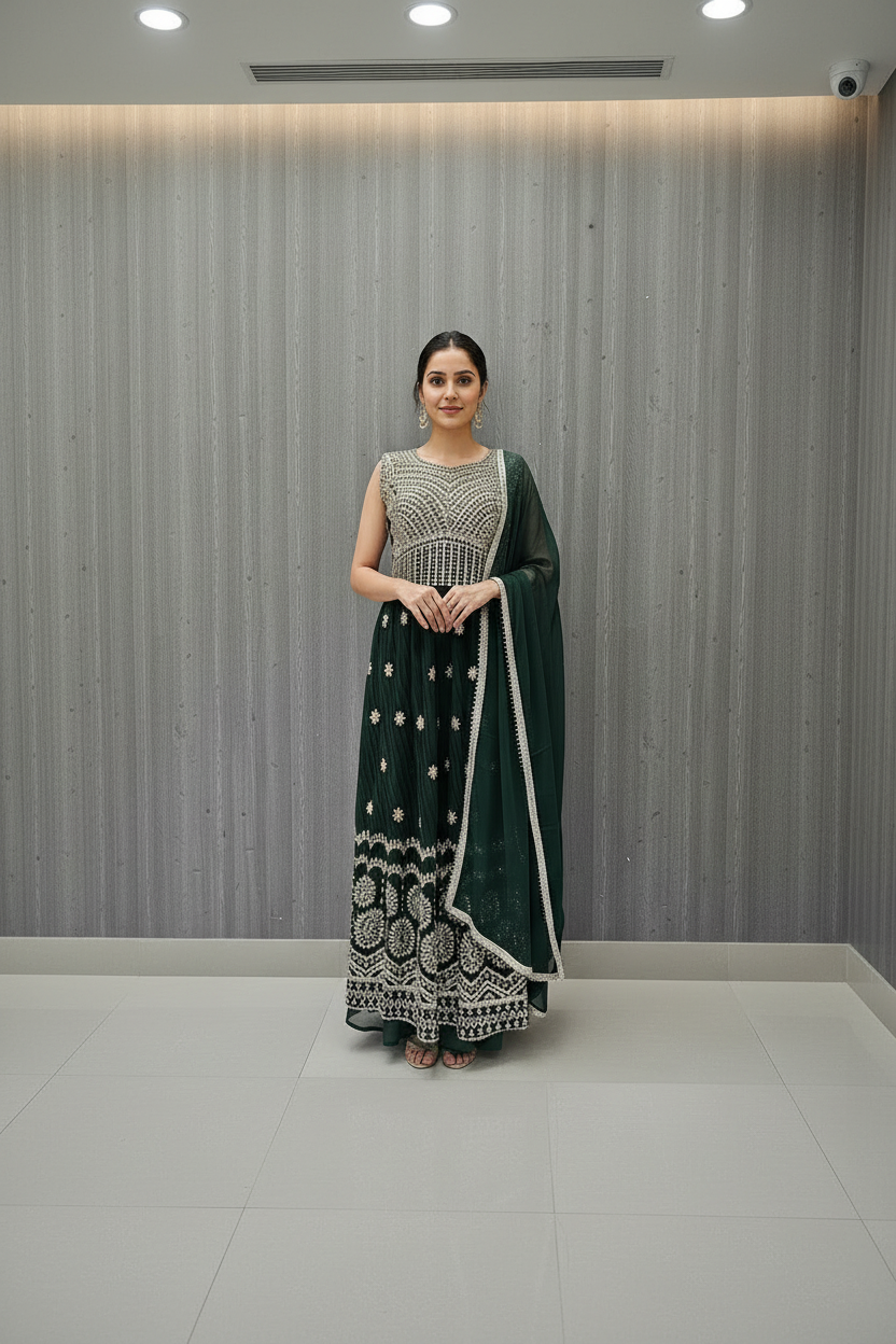 Party Wear Petite Nyra Cut Dress 3-Piece Set Size 38 - Flared Skirt