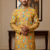 Chikankari Kurta - Multicolor Mens Silk Chikankari Kurta -NO pants Included