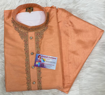 kurta pajama for men - Vibrant Colors Silk Mens Kurta with Embroidery