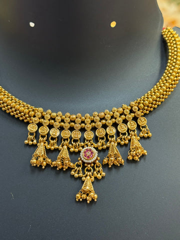 Thusi Necklace Set with Lakshmi Coin Design