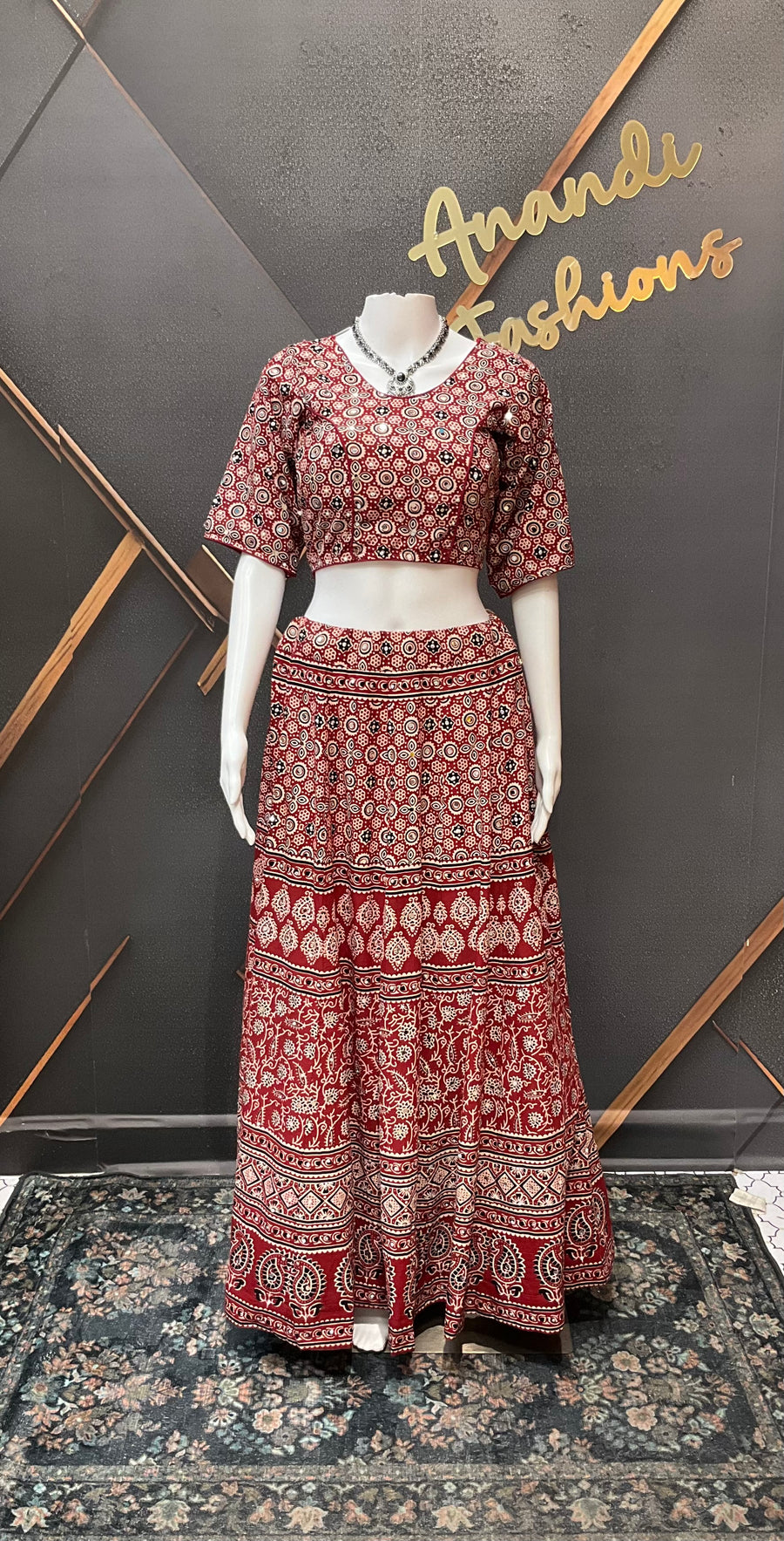 Garba Pure Cotton Ajrakh Print Chaniya Choli