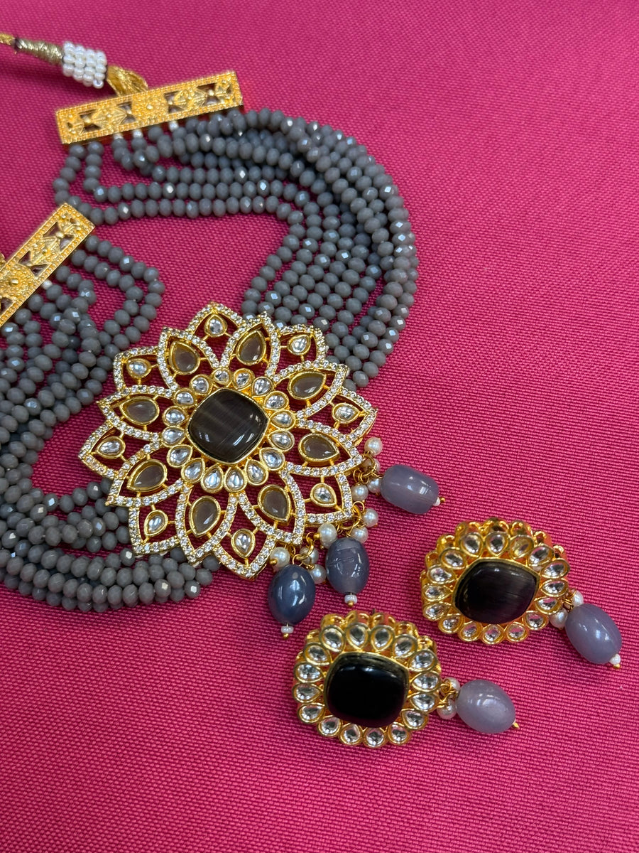 Grey Beads Choker set
