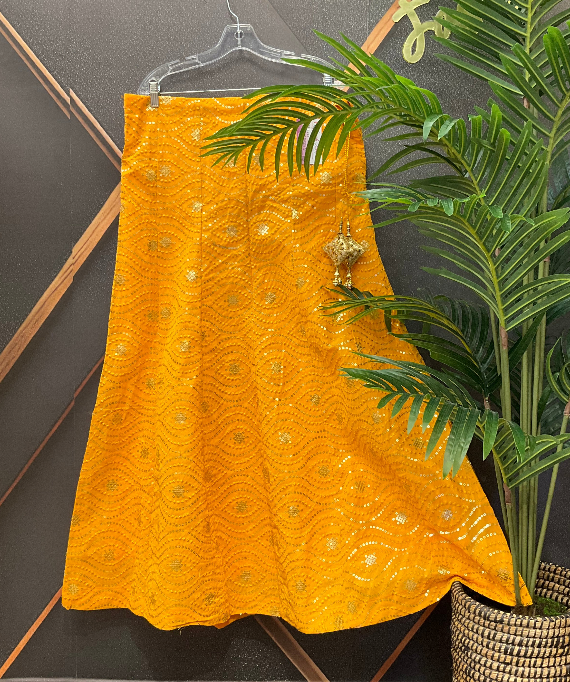 Party Wear Mango yellow lehanga/skirt