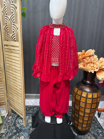 Pink - Girls Dress- Afghani model bottom and stylish top Size 24