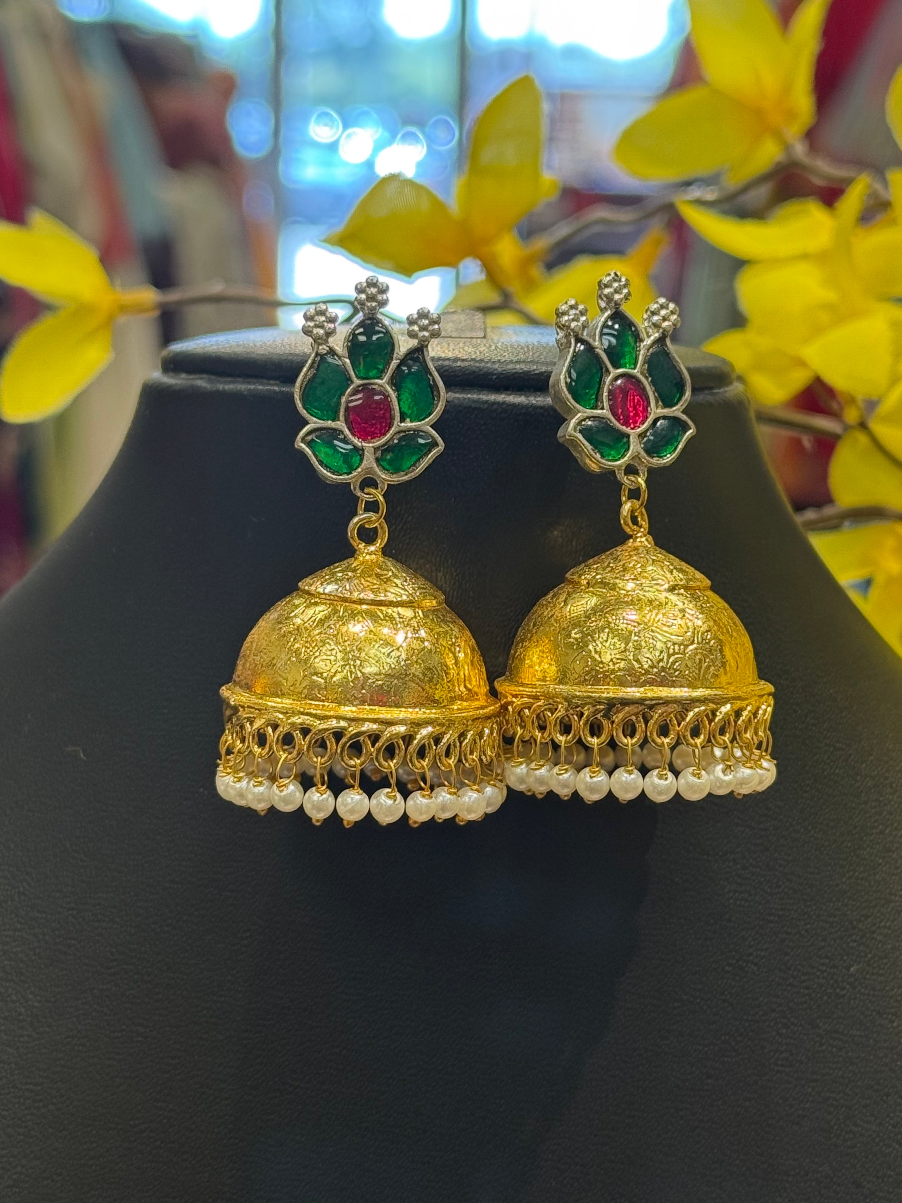 Dual Tone German Silver Necklace set with Jadav Kundan