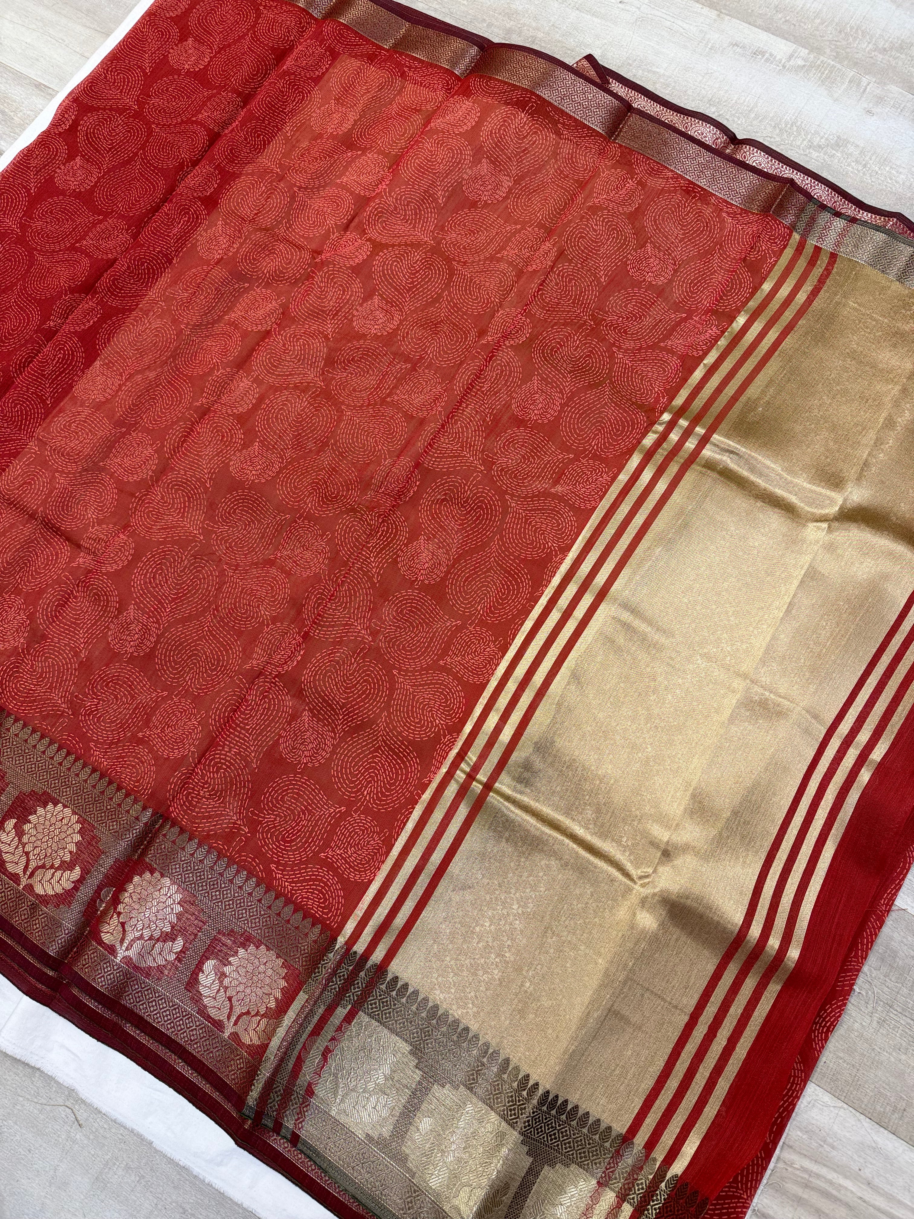 Brown - Fancy Print Saree
