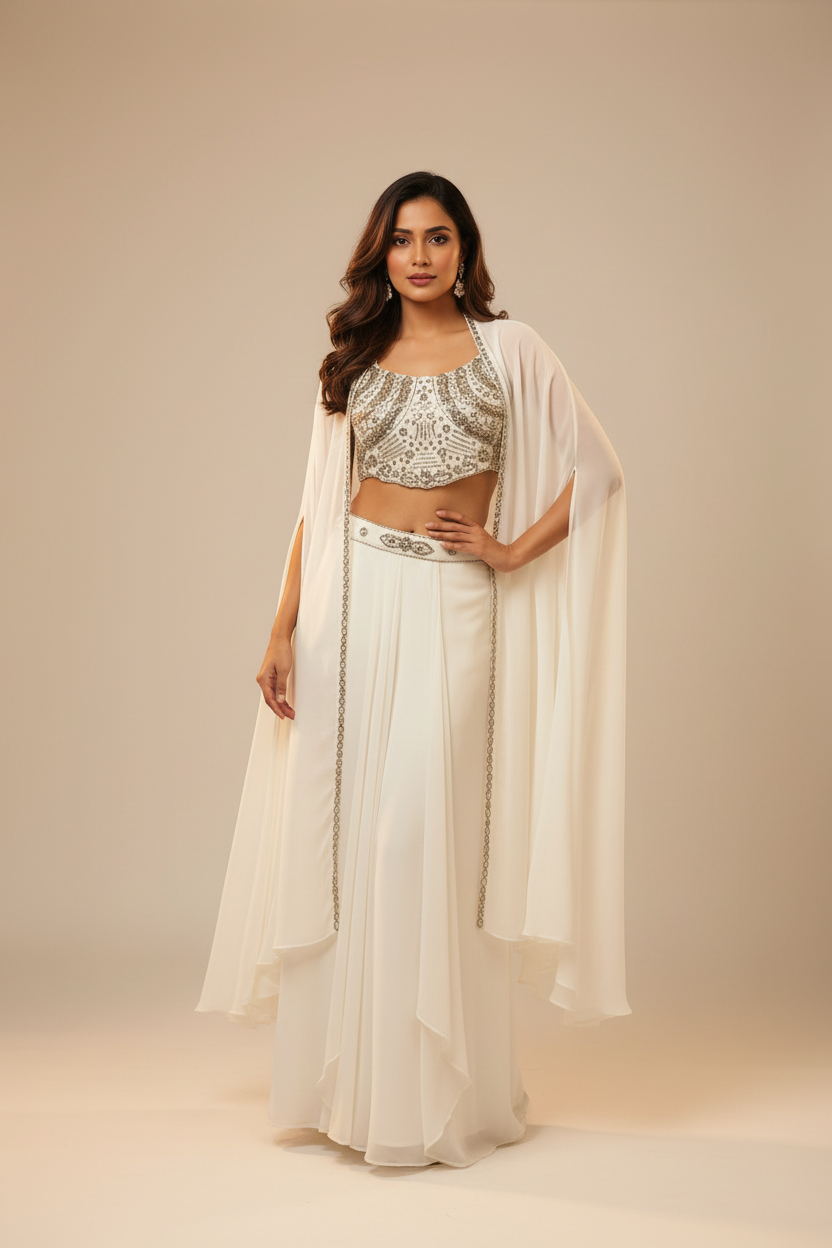 White ready to wear saree