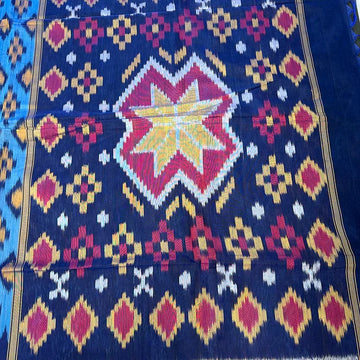 Blue Handloom Ikkat Saree | Pure Seico Silk Traditional Indian Saree