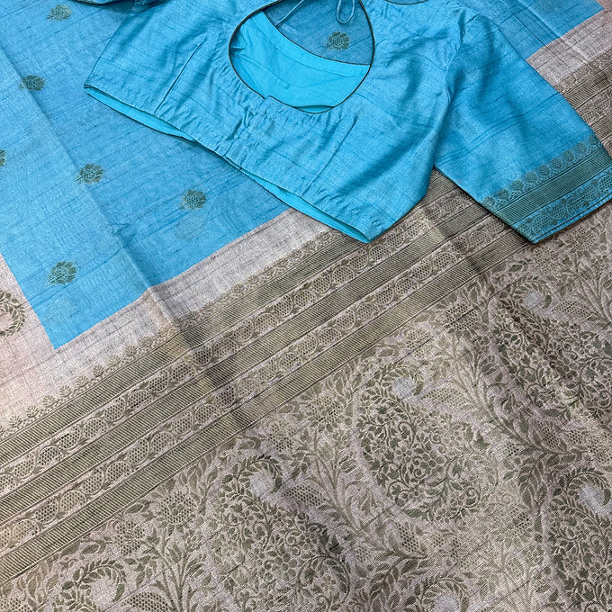 Tussar Silk Saree with stitched blouse