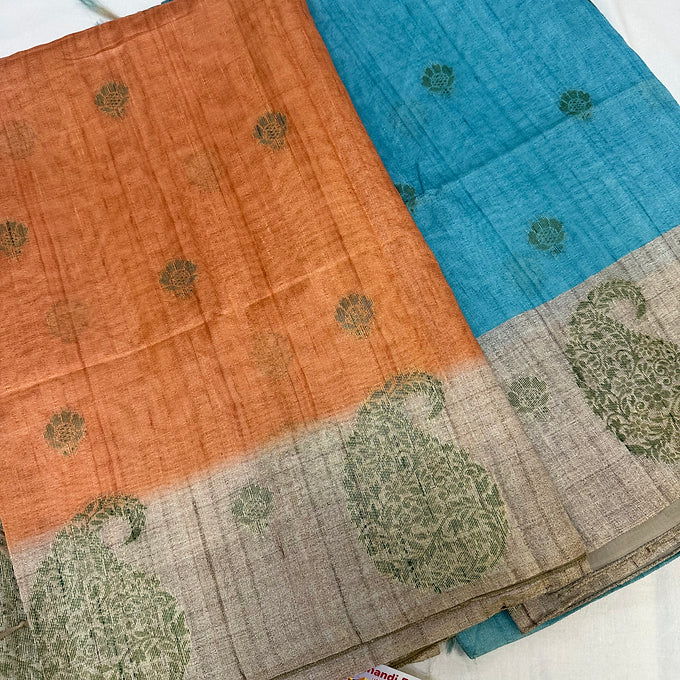 Tussar Silk Saree with stitched blouse