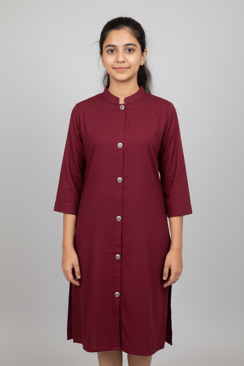 Teens Girls with Collar Neck Kurti