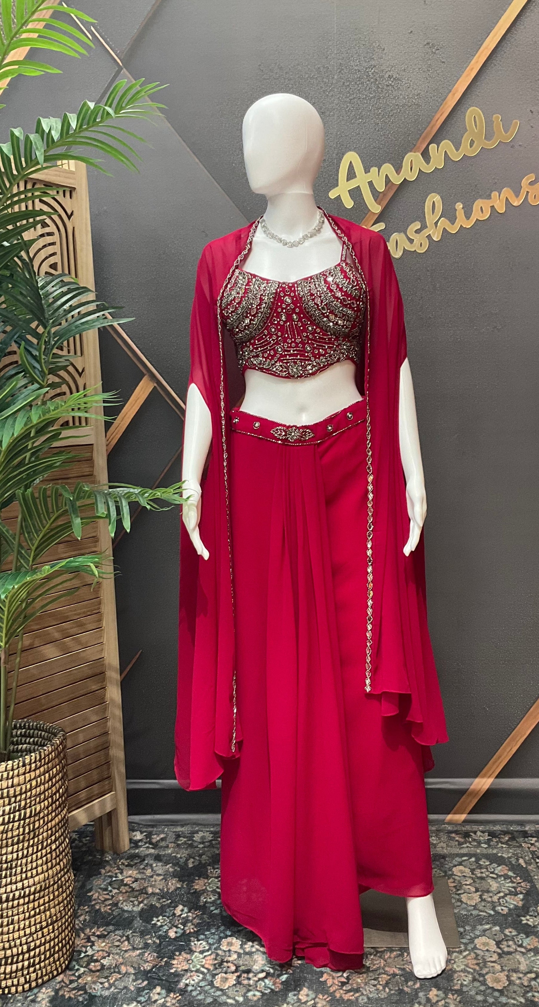 Pink ready to wear saree