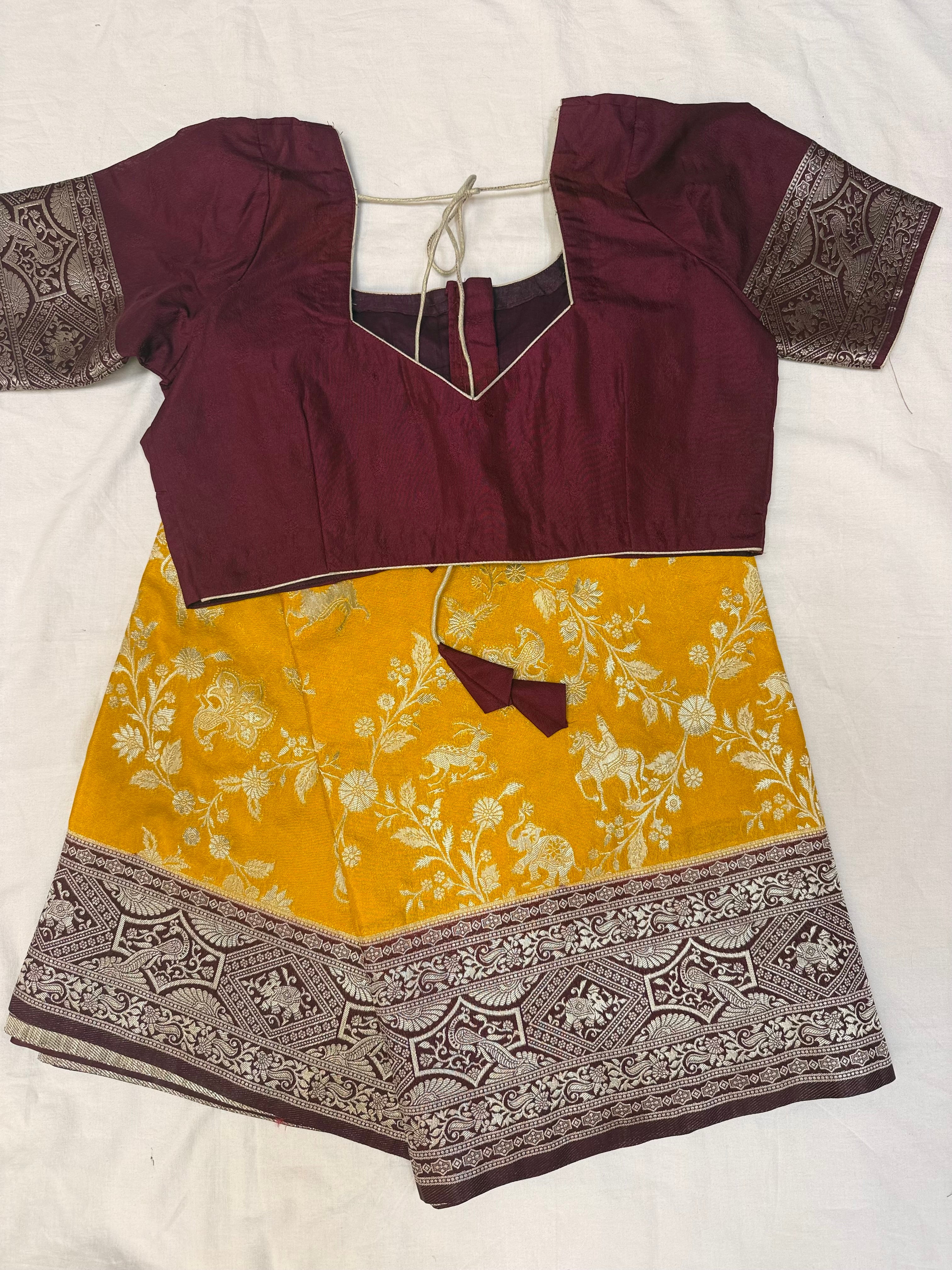 Yellow Saree with Stitched Blouse