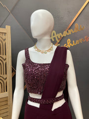 Wine color - Ready to Wear Saree